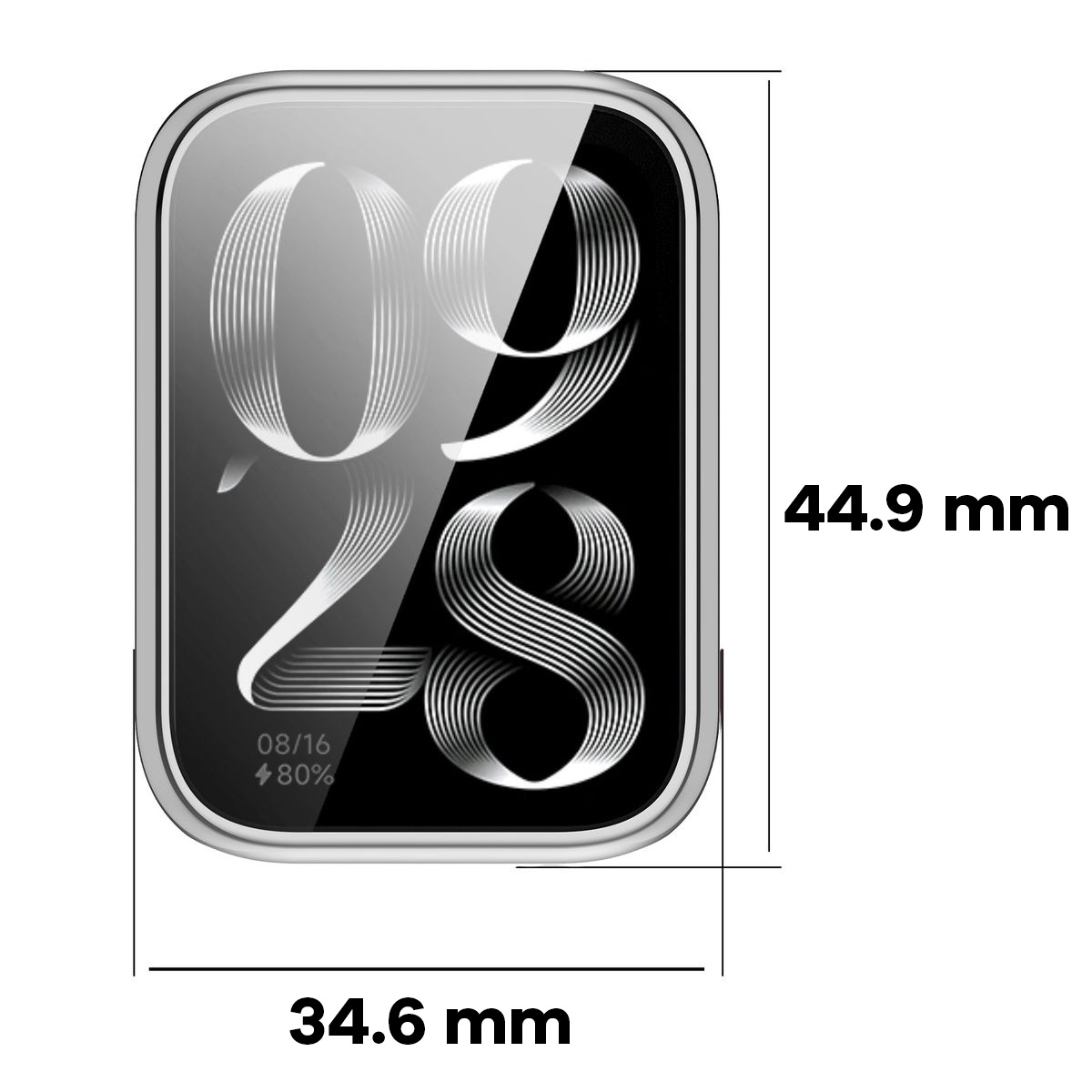 Wymiary obudowy Bizon Case Watch Felipe dla Xiaomi Mi Smart Band 9 Pro